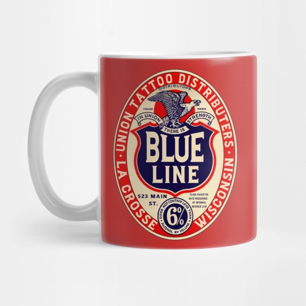 Blue Line Tattoo La Crosse WI Vintage Beer Logo by BlueLine Design